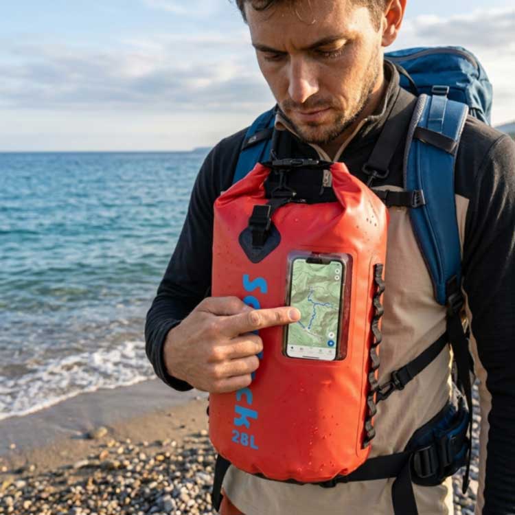Zaino impermeabile con finestra per telefono: vantaggi per la navigazione e l'uso all'aperto