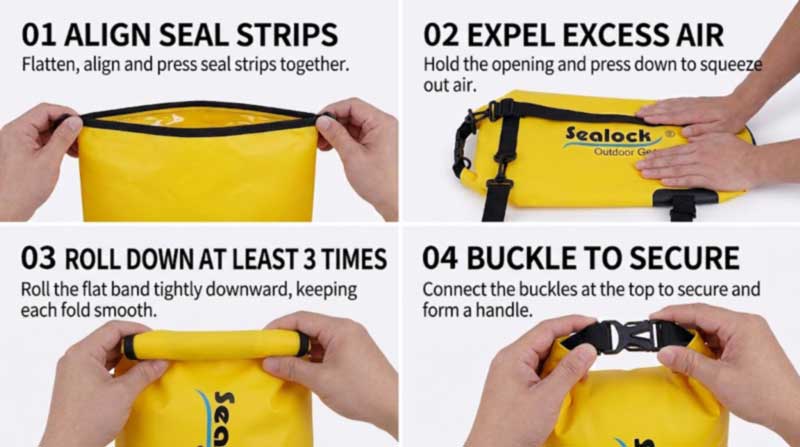 Come chiudere e utilizzare una borsa impermeabile roll-top