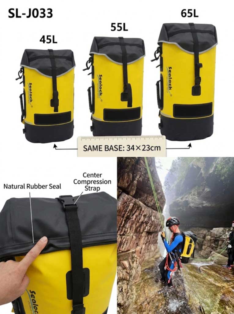 Produttore di zaini da speleologia e canyoning: zaini saldati IPX8 per marchi di spedizione