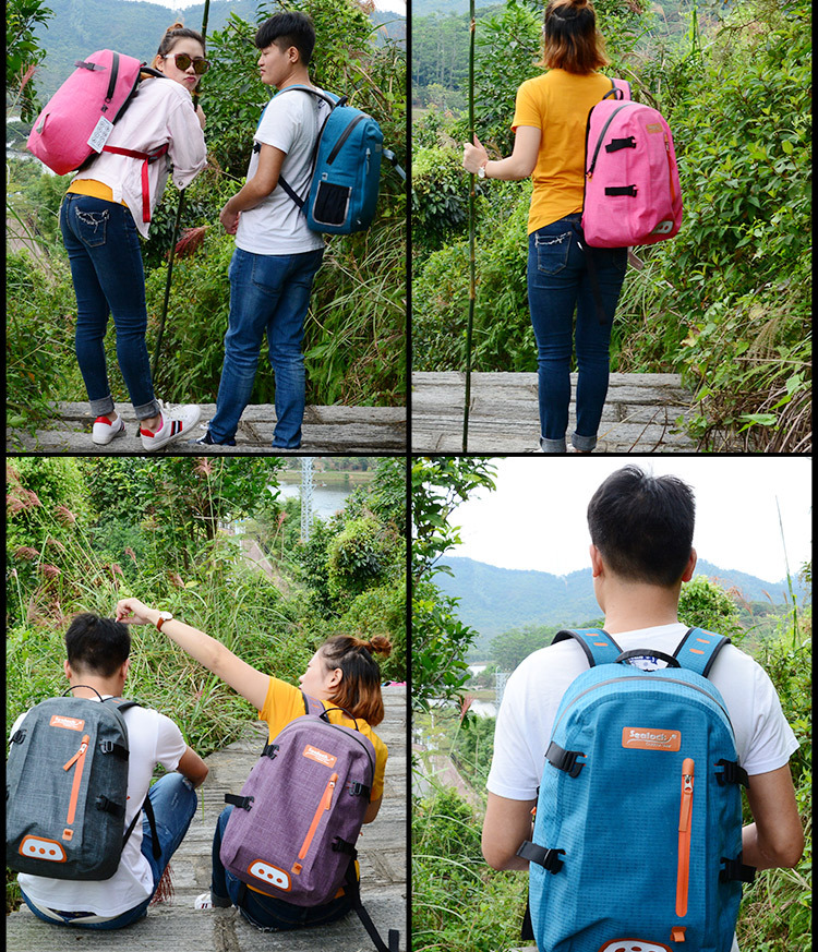 IPX8 waterproof backpack with airtight zipper